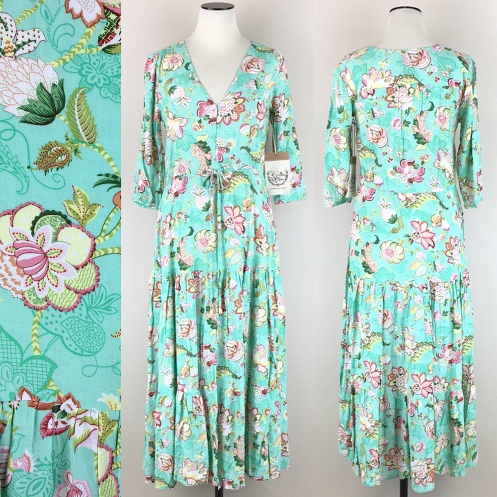 Sunday Mi Amor Floral Maxi Dress Boho Rayon
